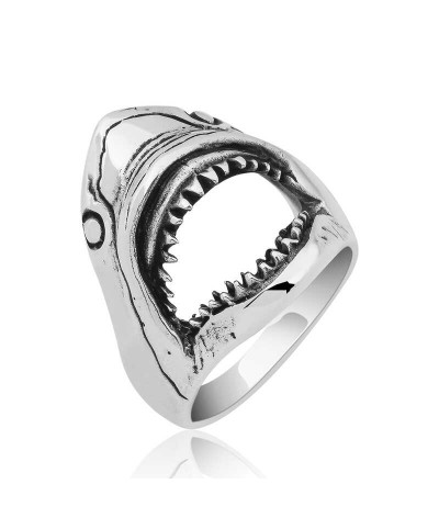 Gümüş Köpek Balığı Erkek Yüzük