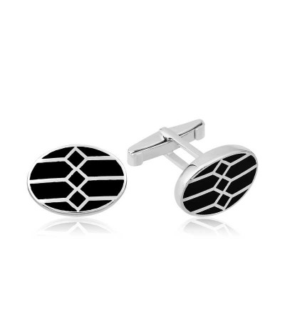 Gümüş Petek Desenli Oval Kol Düğmesi