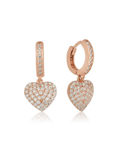 ​Gümüş Kalp Detaylı Mengeçli Küpe