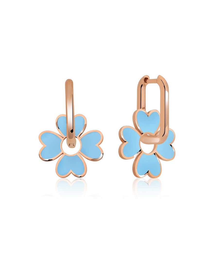 ​Gümüş Fosforlu Mavi Yonca Küpe