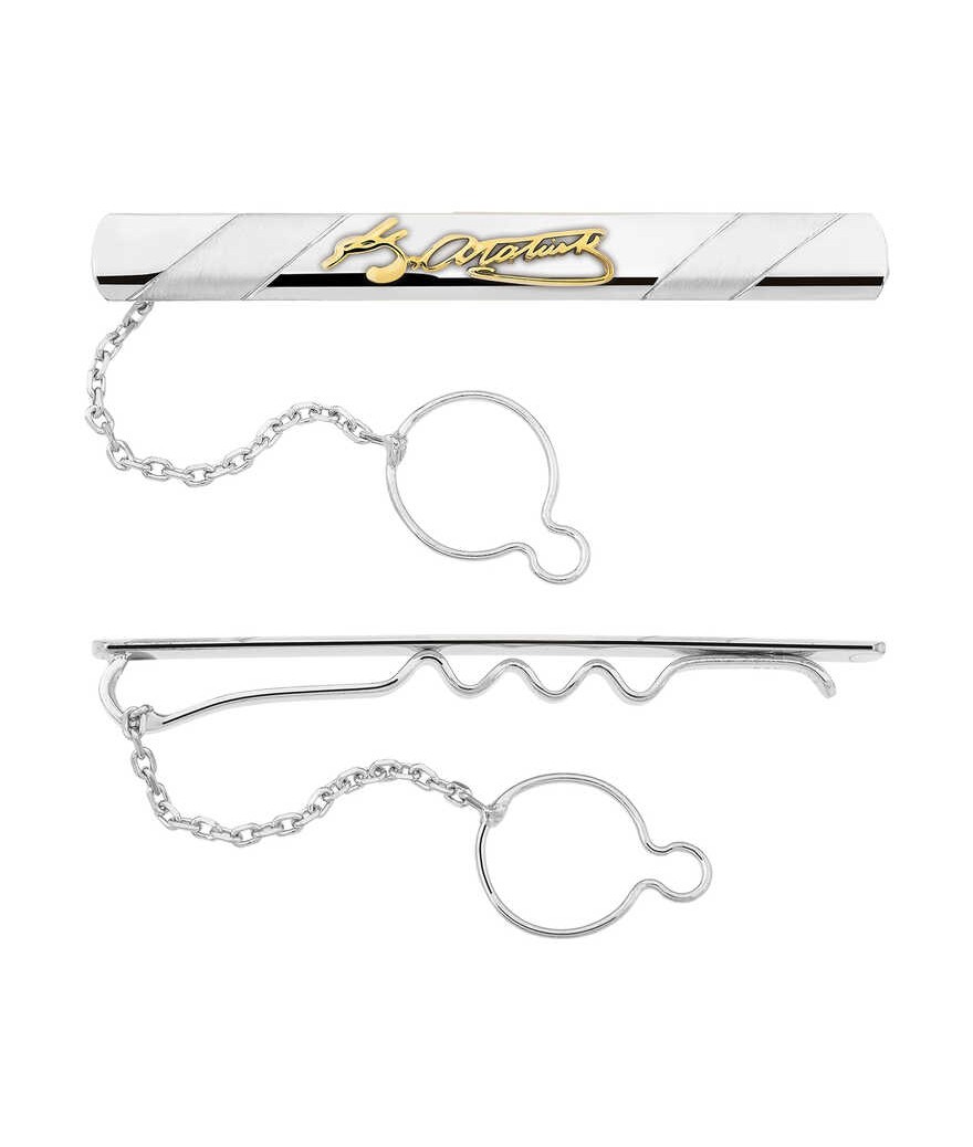 Gümüş Kemal Atatürk İmzalı Kravat İğnesi