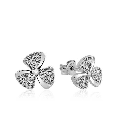 Gümüş Çiçek Çivili Bayan Küpe