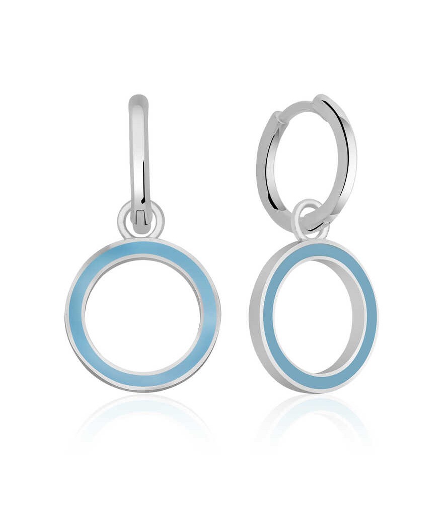 Gümüş Fosforlu Mavi Oval Küpe