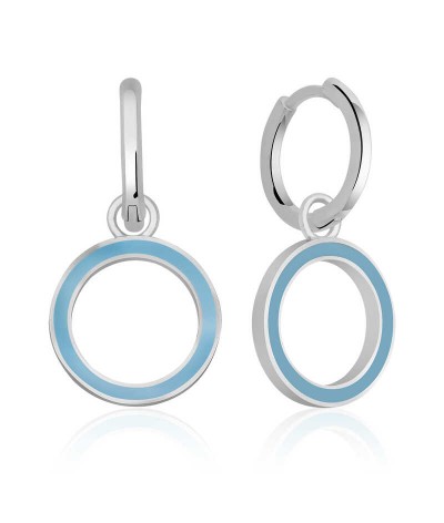 Gümüş Fosforlu Mavi Oval Küpe