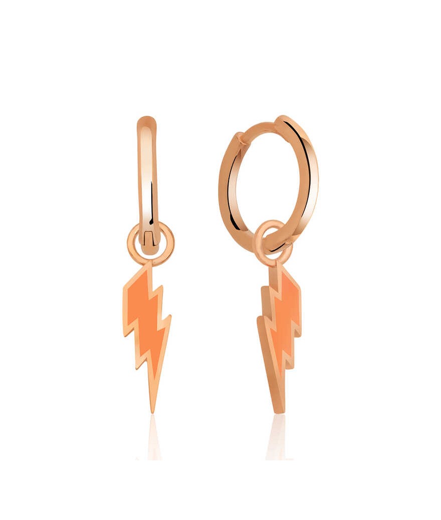 Gümüş Fosforlu Turuncu Şimşek Küpe