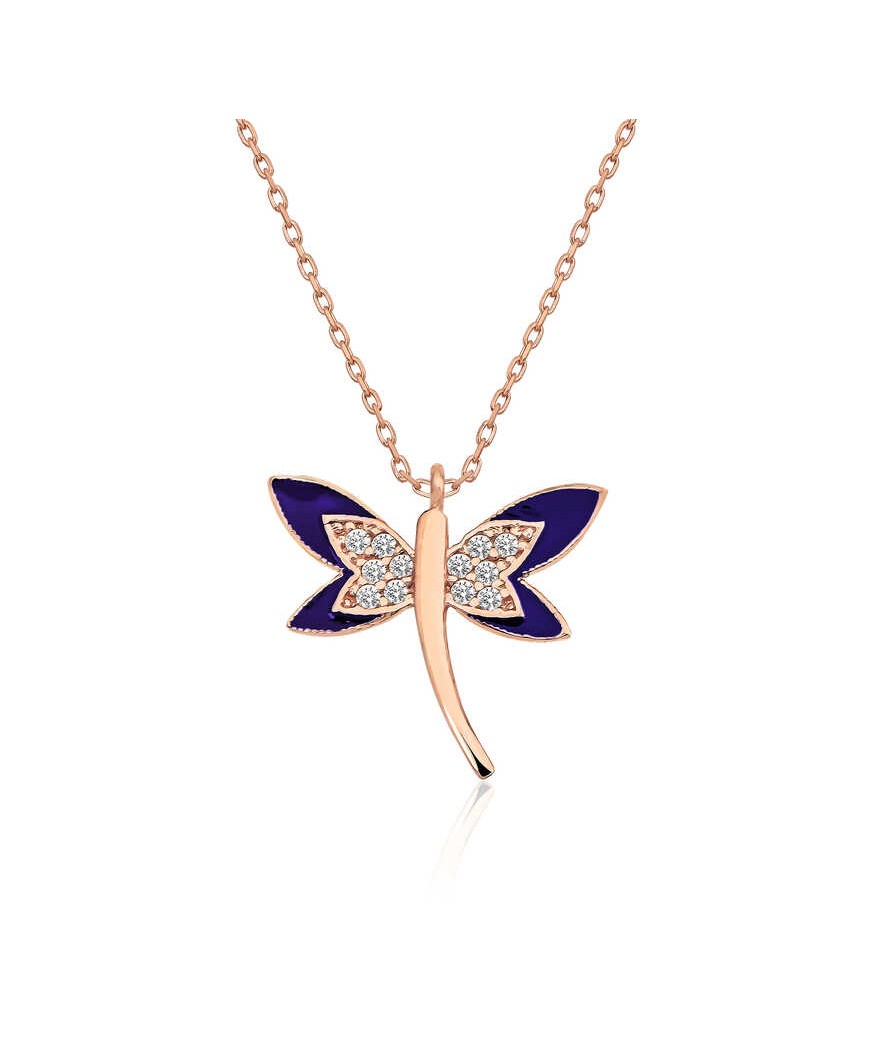 Gümüş Lacivert Yusufçuk Bayan Kolye