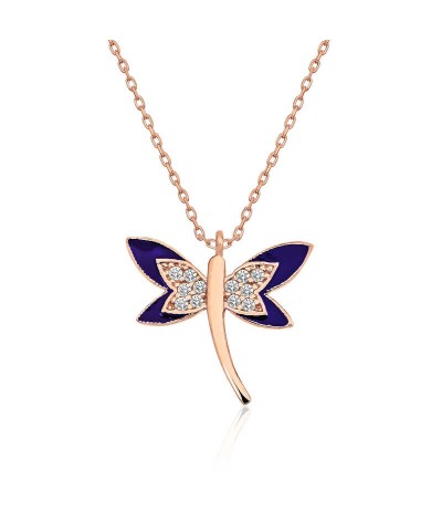 Gümüş Lacivert Yusufçuk Bayan Kolye