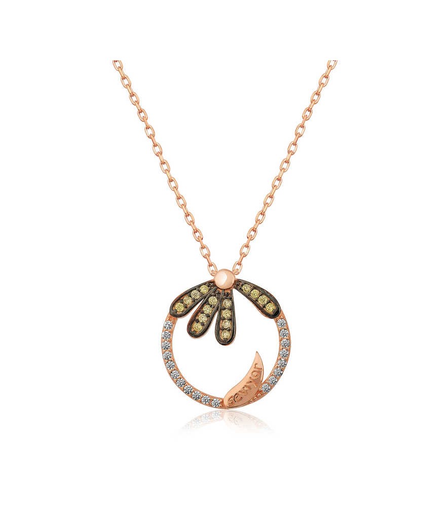 Gümüş Papatya "Seviyor" Kolye