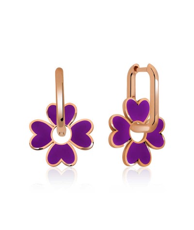 Gümüş Fosforlu Mor Yonca Küpe