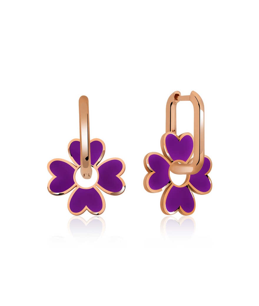 Gümüş Fosforlu Mor Yonca Küpe