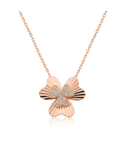 Gümüş Kalp Yonca Bayan Kolye