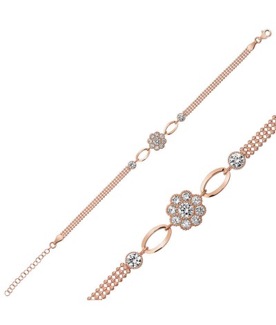 Gümüş Çiçek Modelli Bileklik