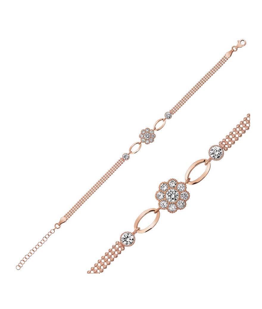 Gümüş Çiçek Modelli Bileklik