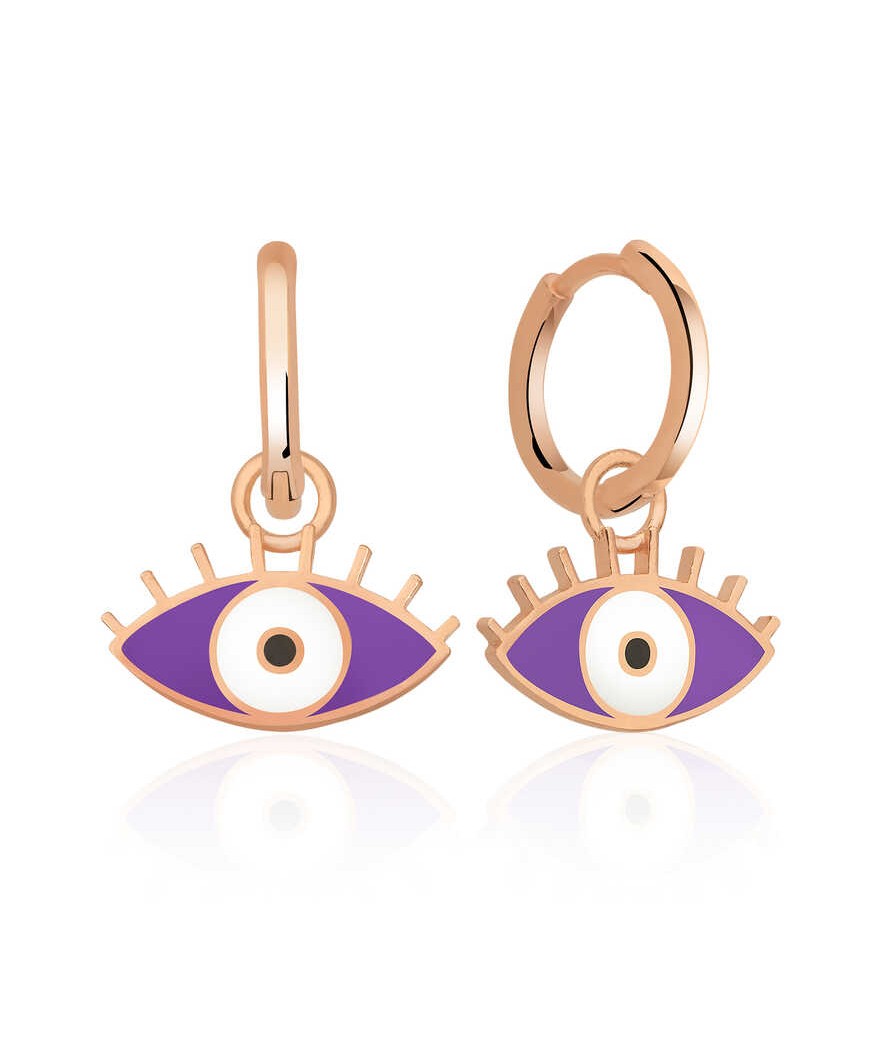 Gümüş Fosforlu Mor Göz Küpe