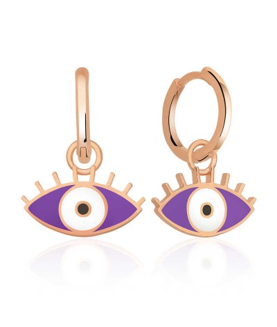 Gümüş Fosforlu Mor Göz Küpe