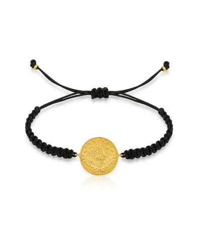 Gümüş Reşat Detaylı Makrome İpli Bileklik