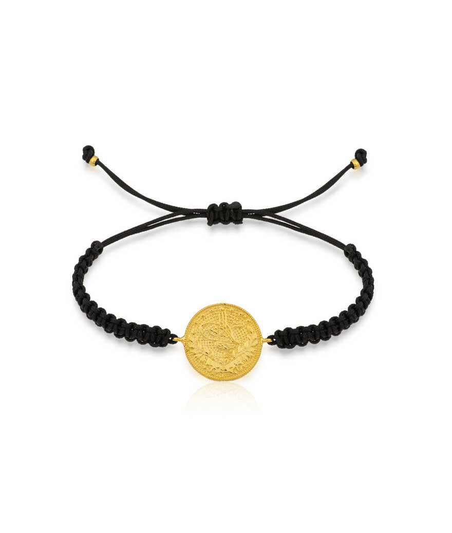 Gümüş Reşat Detaylı Makrome İpli Bileklik