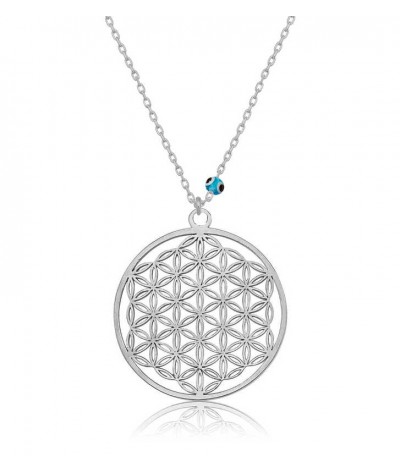 Gümüş Nazar Gözlü Yaşam Çiçeği Kolye