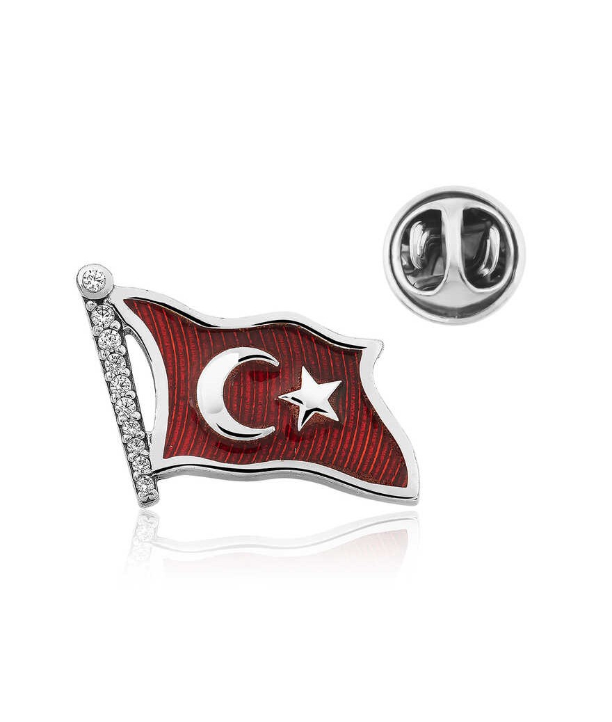 Gümüş Türk Bayrağı Rozet