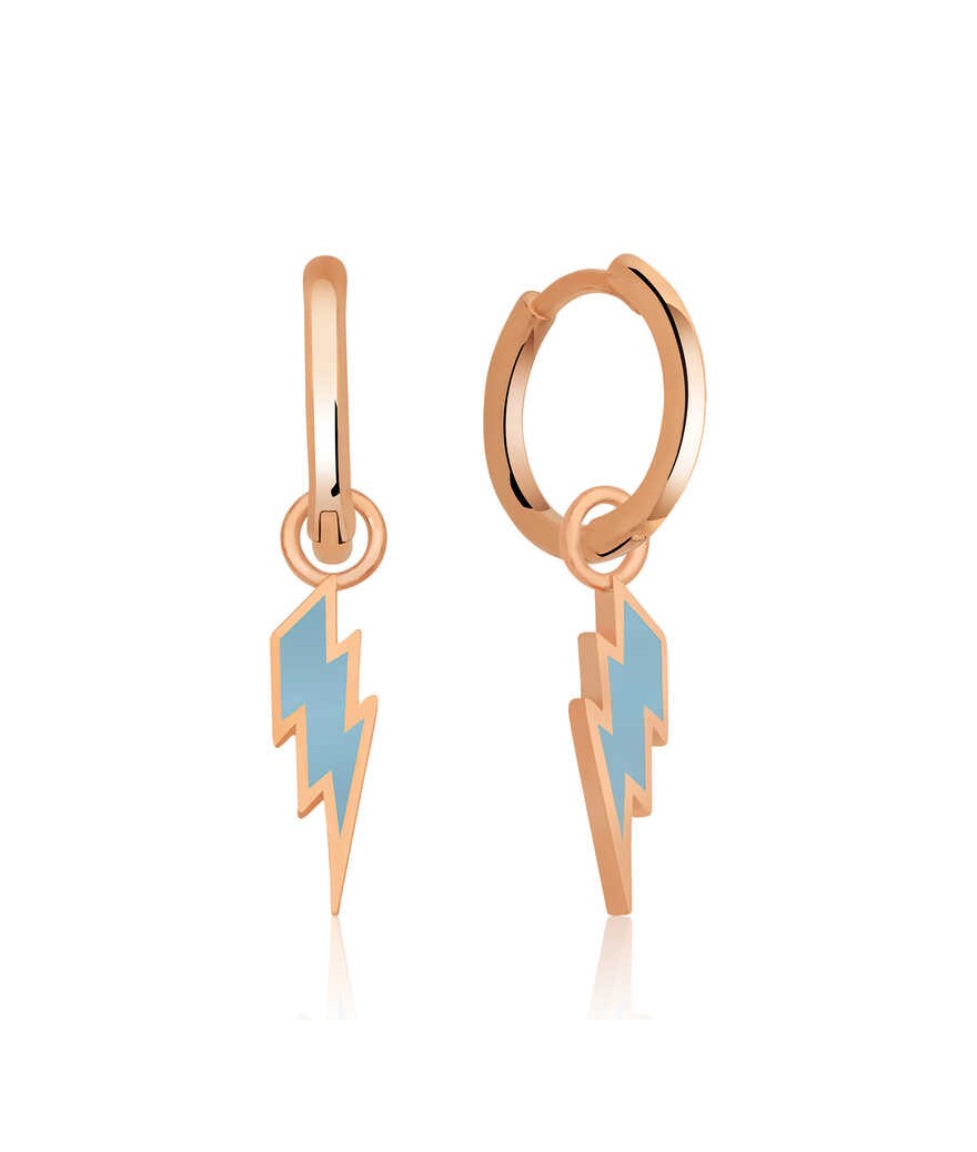 ​Gümüş Fosforlu Mavi Şimşek Küpe