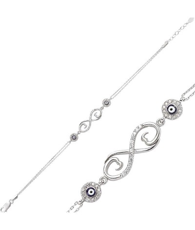 Gümüş Nazarlı Sonsuzluk Bayan Bileklik