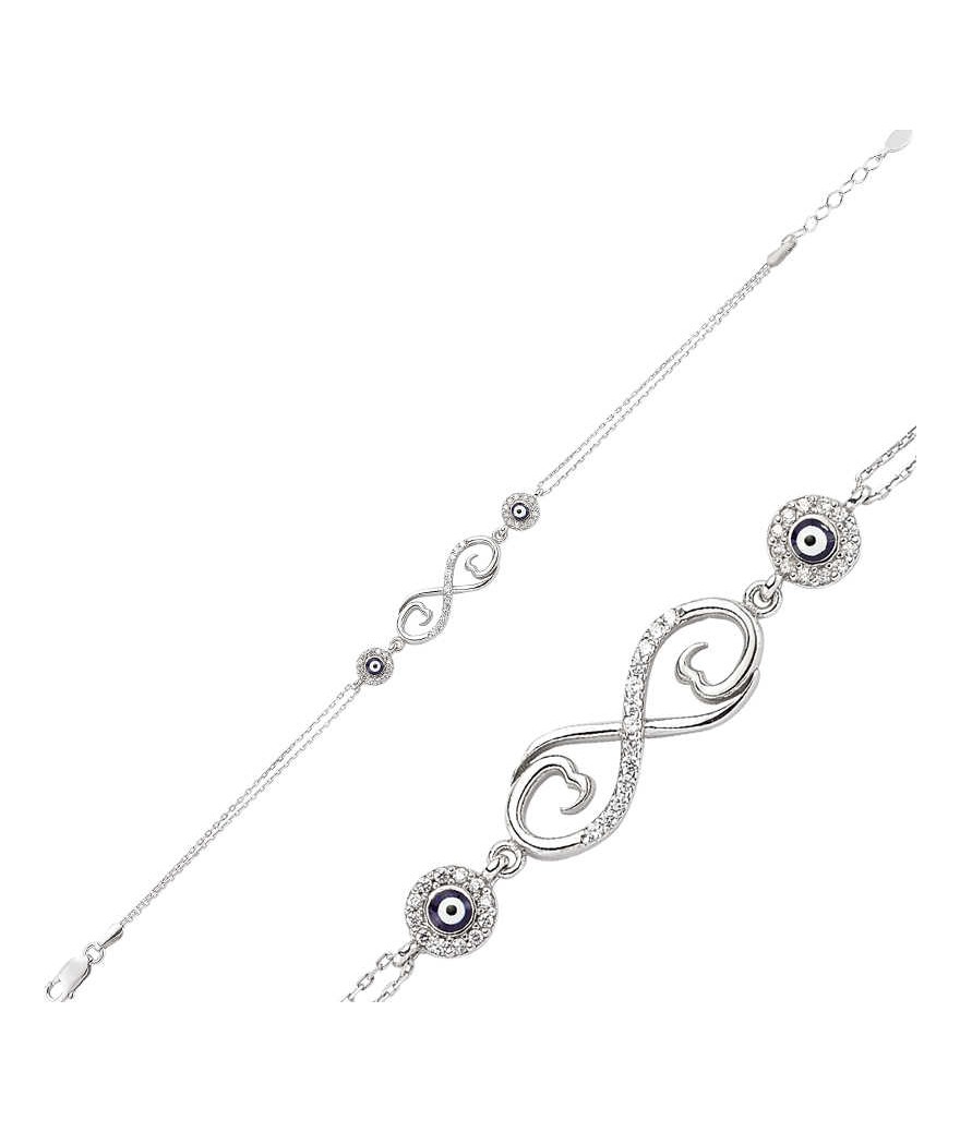 Gümüş Nazarlı Sonsuzluk Bayan Bileklik