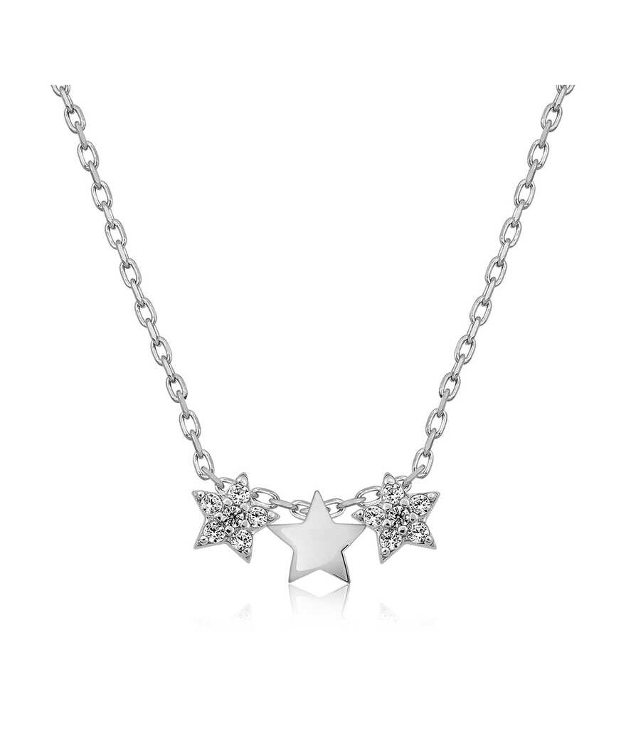 Gümüş Üç Yıldız Kolye