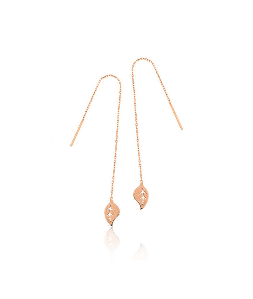 Gümüş Zincir Yaprak Küpe