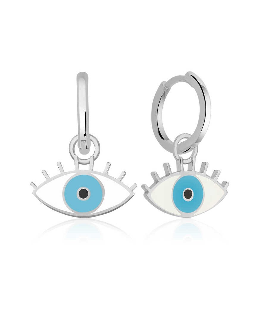 ​Gümüş Fosforlu Mavi Göz Küpe