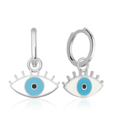 ​Gümüş Fosforlu Mavi Göz Küpe