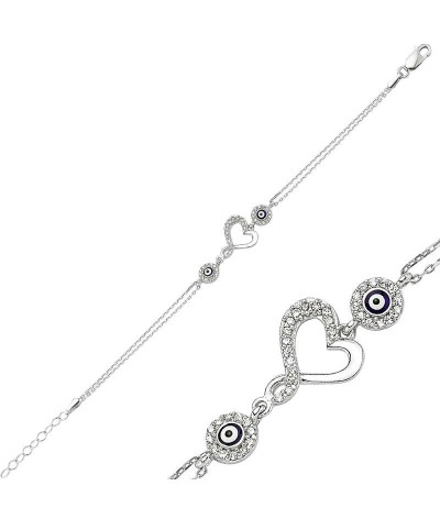 Gümüş Kalpli Bayan Bileklik