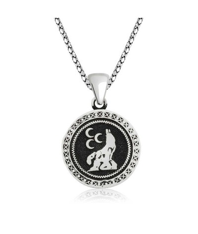 Gümüş Üç Hilal Kurt Kolye