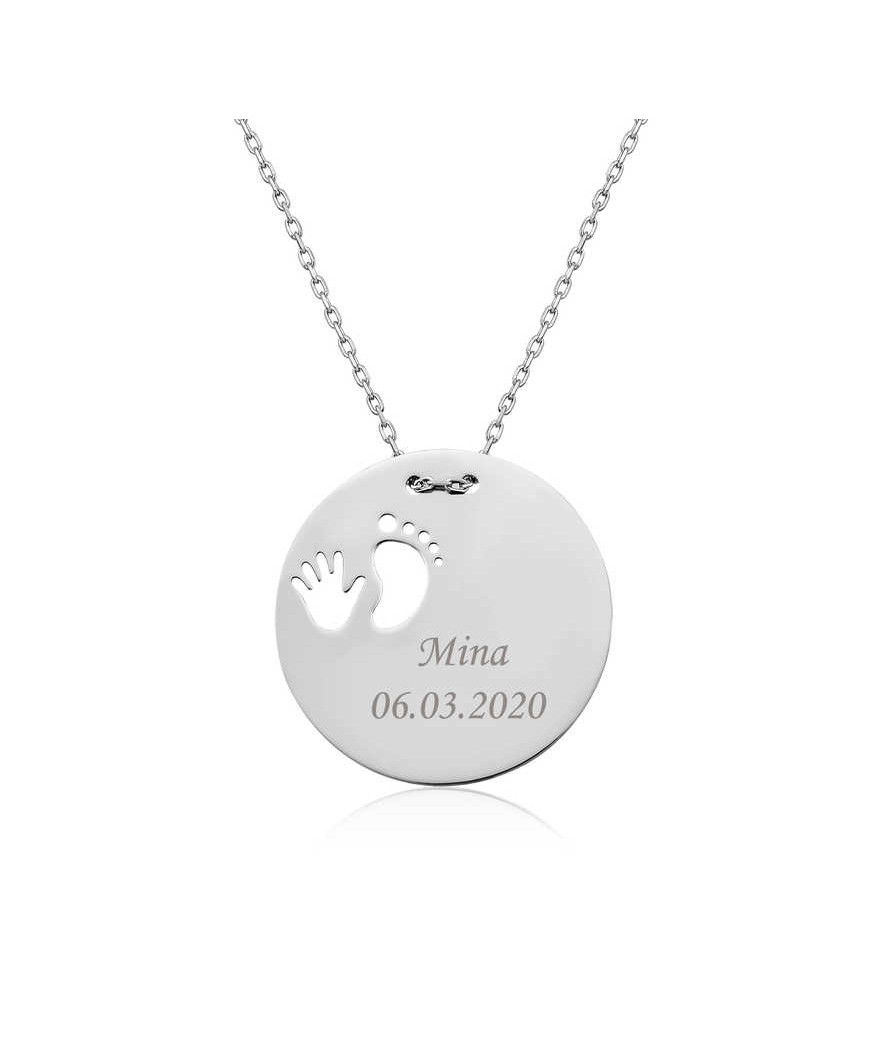 ​Gümüş El Ayak İzi Yeni Doğan Kolye