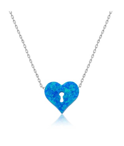 Gümüş Kilitli Kalp Bayan Kolye