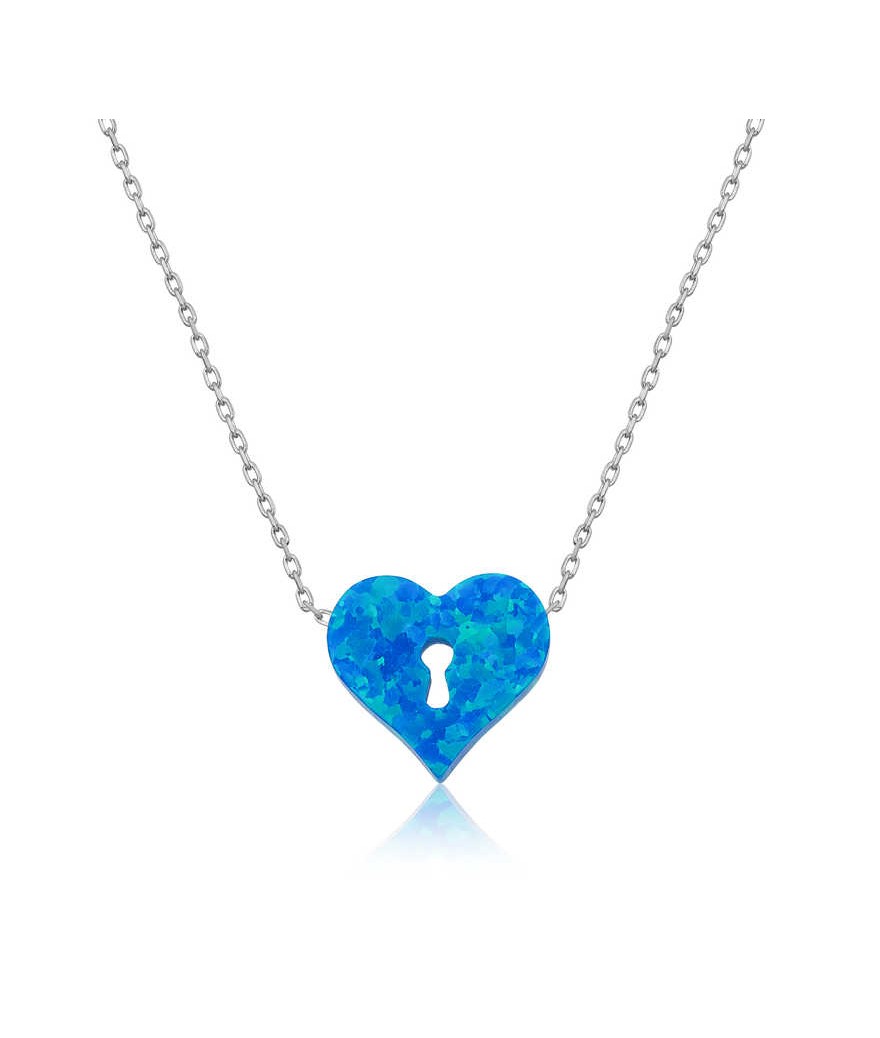 Gümüş Kilitli Kalp Bayan Kolye