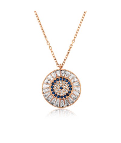 ​Gümüş Baget Taşlı Nazar Kolye