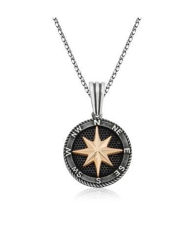 Gümüş Pusula Kolye