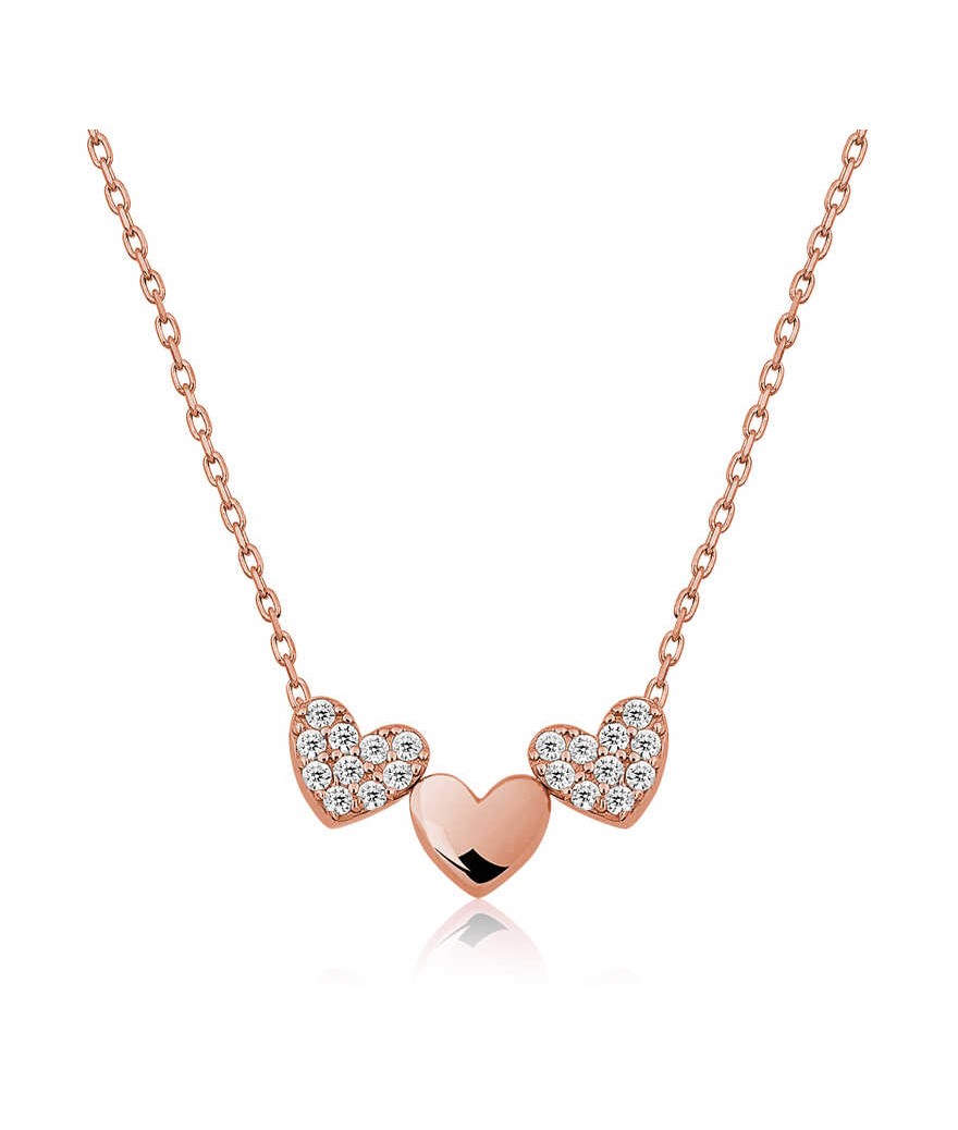 Gümüş Üç Kalp Bayan Kolye