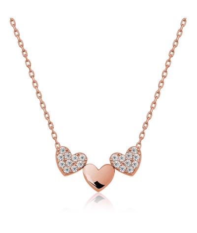 Gümüş Üç Kalp Bayan Kolye