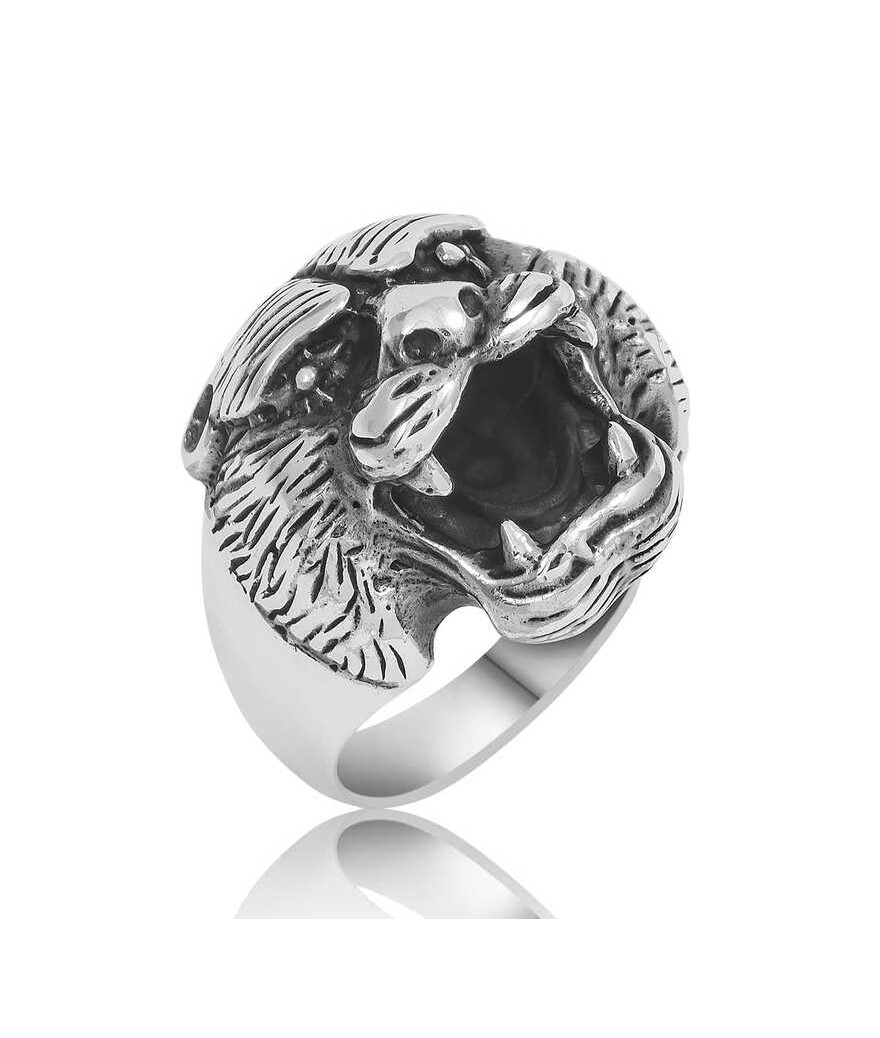 ​Gümüş Puma Kafası Erkek Yüzük