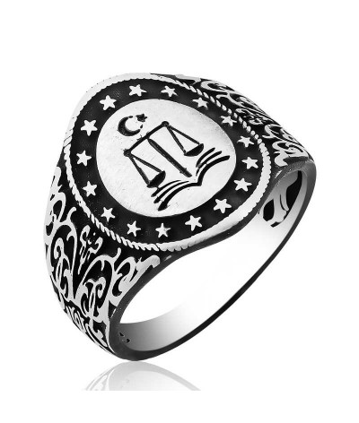 Gümüş Adalet Terazisi Erkek Yüzük