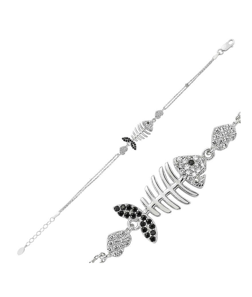 Gümüş Kalpli Balık Bayan Bileklik