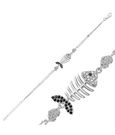 Gümüş Kalpli Balık Bayan Bileklik