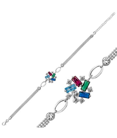 Gümüş Renkli Baget Taşlı Bayan Bileklik