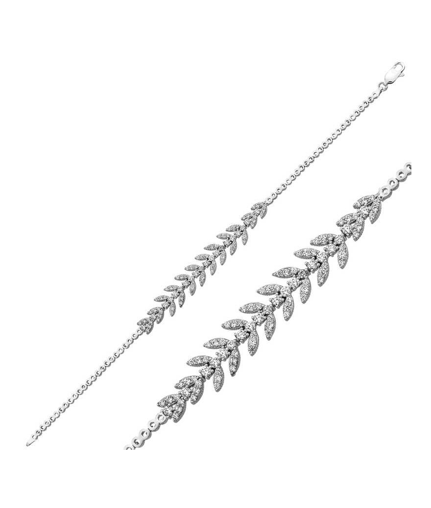 Gümüş Yaprak Su Yolu Bayan Bileklik