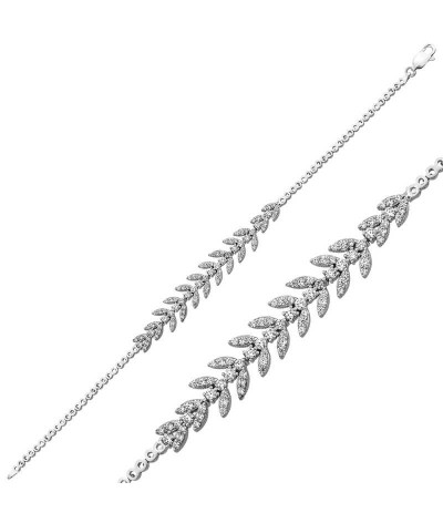 Gümüş Yaprak Su Yolu Bayan Bileklik