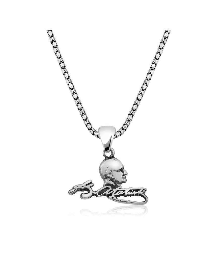 Gümüş Kemal Atatürk Unisex Kolye