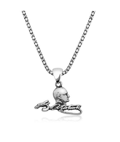 Gümüş Kemal Atatürk Unisex Kolye