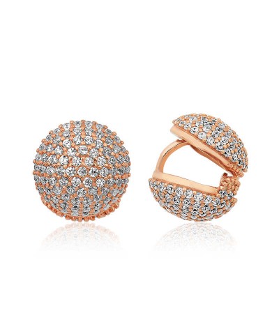 ​Gümüş Çift Taraflı Taşlı Bayan Küpe