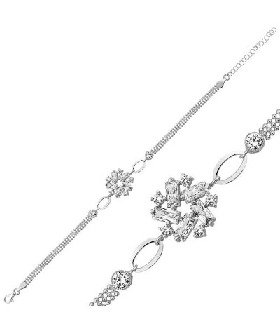 ​Gümüş Baget Taşlı Bayan Bileklik